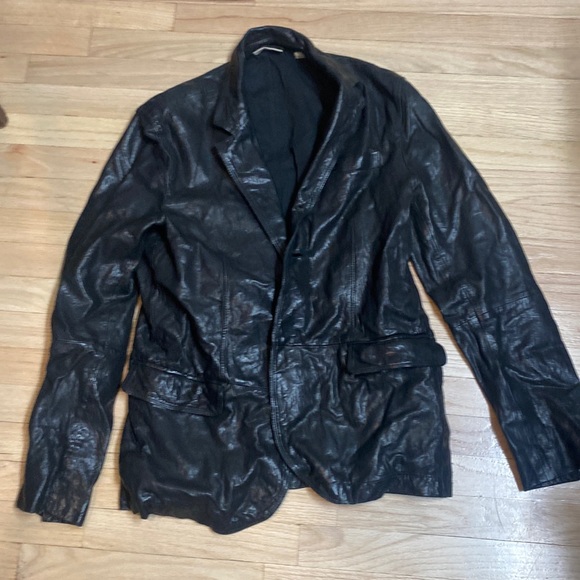 Vintage dkny with 100% leather blazer oversized boyfriend fit black